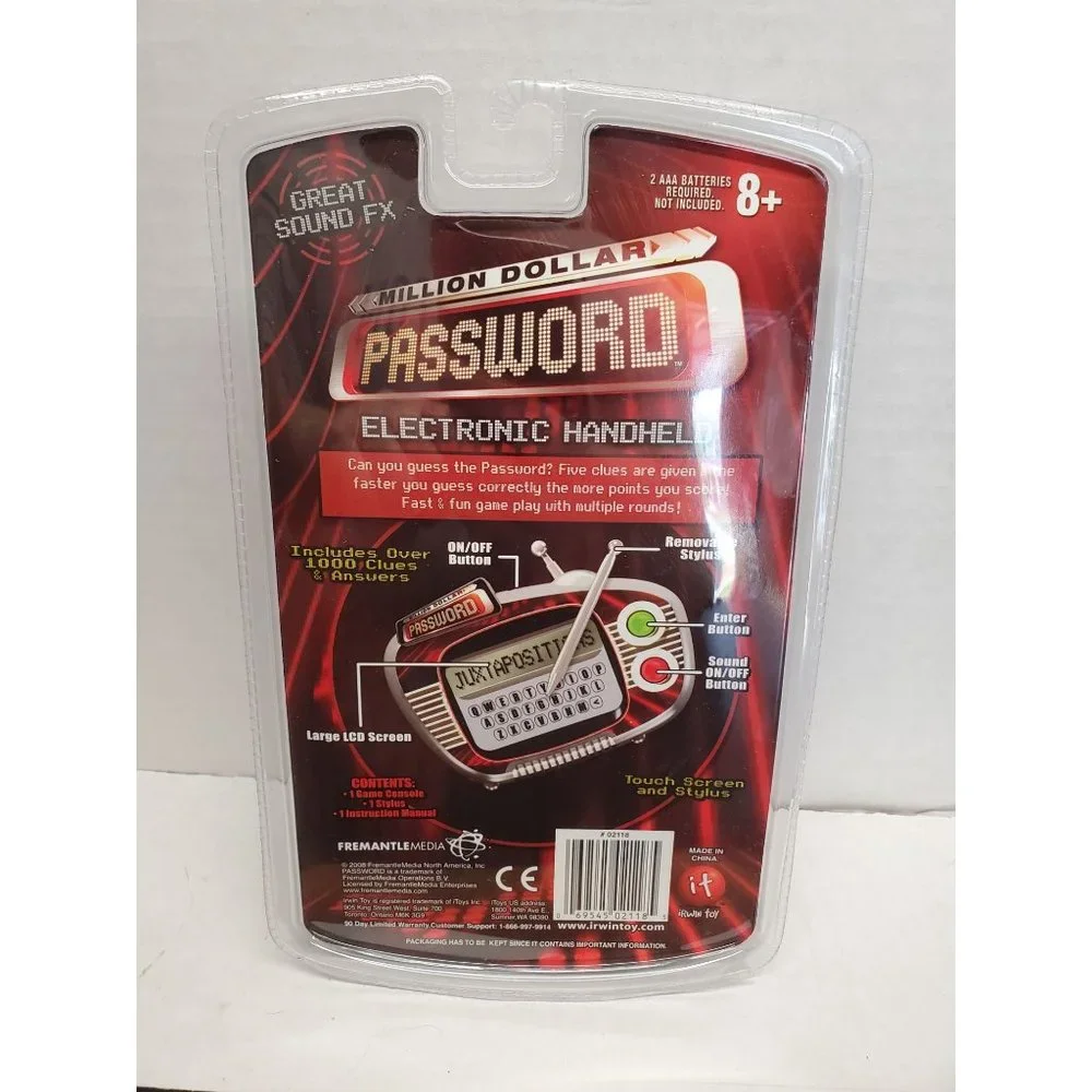 New 2008‎ Irwin Toys Million Dollar Password Handheld Electronic Game - Sealed -